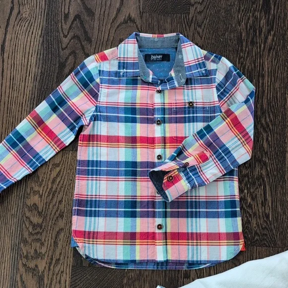 Bundle: Boys Plaid, White, and Blue Kids Dress Shirts - Picture 4 of 4